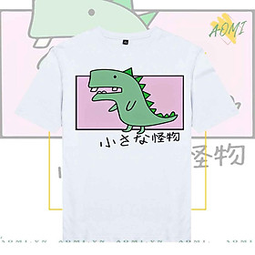 ÁO THUN KHỦNG LONG CUTE UNISEX PHÔNG NAM NỮ GIA ĐÌNH CẶP ĐÔI ĐEN TRẮNG HỒNG SIZE TRẺ EM CHO BÉ TRAI GÁI AOMIVN