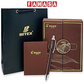 Bút Bi Ký Legno 0.7 mm - Pilot BLE-1SK-DBN - Mực Đen - Thân Gỗ Nâu Đậm Kèm Hộp Ngũ Hành Và Túi