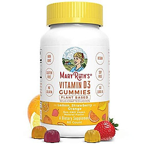 Vegan Vitamin D3 Gummy (Plant-Based) by MaryRuth's - Made from Lichen! Non-GMO, Paleo Friendly, Vegan, Gluten Free, for Men, Women & Children! 1000 IUs Vitamin D3 (60 Count 1-2 Month Supply)