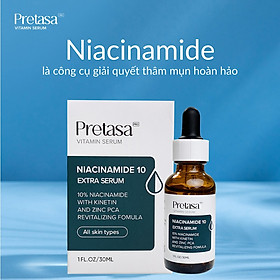 Serum Niacinamide 10% Extra Pretasa - Chiết xuất từ Vitamin B3 - Làm sáng da, cung cấp dưỡng chất cho da