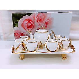 ẤM CHÉN SỨ TRẮNG VIỀN VÀNG