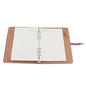 A5 Size Leather Notebook Loose Leaf Memo Diary Notebook with Buckle  Red