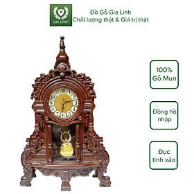 Đồng hồ quả lắc Đồ Gỗ Gia Linh gỗ Hương mun đuôi công KT 70cm x 48cm x 15cm