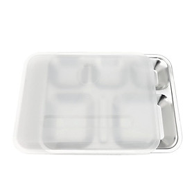 Mua Khay cơm 5 ngăn inox 304 - Khay cơm 5 ngăn inox 304 có nắp và không nắp KHC304