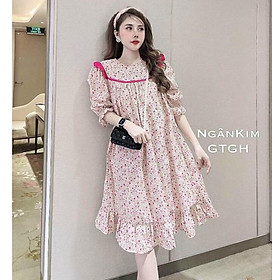 Váy bầu- đầm bầu thời trang thiết kế A5 chất lụa hoa freesize từ 45 đến 70kg - Tổng kho váy bầu