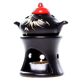 Mua Đèn xông tinh dầu Bát Tràng nến hình ấm trà- Gốm đốt tinh dầu bằng nến xông phòng khử mùi  thơm như Spa- Dễ di chuyển  tiện sử dụng
