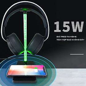Mua Giá treo tai nghe giá đỡ tai nghe LED RGB nháy theo nhạc tích hợp sạc nhanh không dây 15w 2 trong 1 tiện dụng
