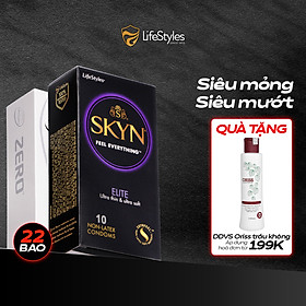 Combo Mỏng Chạm Đỉnh - Bao cao su LifeStyles Zero 12 bao + 1 Bao cao su Lifestyles Skyn Elite Nonlatex 10 bao