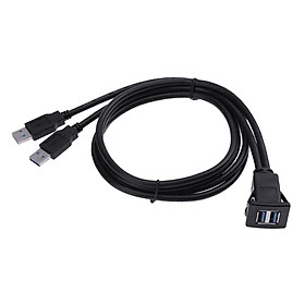 2Port USB3.0 Male to Female Car Flush Mount Extension   Panel Cable 1M