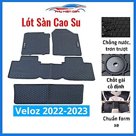 Thảm lót sàn cao su cho xe Veloz 2022-2023 chữ trắng 3 hàng ghế