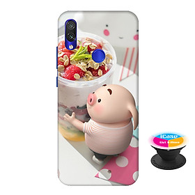 Ốp lưng nhựa dẻo dành cho Xiaomi Redmi Note 7 in hình Heo Con Trà Sữa - Tặng Popsocket in logo iCase - Hàng Chính Hãng