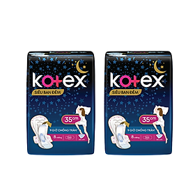 Combo 2 gói băng vệ sinh Kotex ban đêm mặt bông 8 miếng 35 cm siêu mỏng