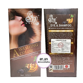 Dầu Gội Nhuộm Tóc Tại Nhà Sin Hair 500ml - Dầu Gội Nhuộm Tóc Nhân Sâm Nhật Bản Giúp Phủ Bạc Đen Tóc - Nâu Tóc Tặng Kèm 01 túi Muối Ngâm Chân Thư Giãn