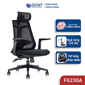 Ghế xoay văn phòng công thái học GOVI Felix F6230A - Tựa đầu điều chỉnh, tựa tay cố định, ngả lưng 135 độ, khóa 2 vị trí