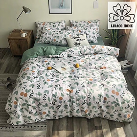 Bộ chăn ga gối cotton PL1 Lidaco decor phòng ngủ theo phong cách vintage với sắc màu trẻ trung