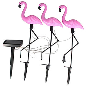 Solar Powered Outdoor Set of 3 Pink Flamingo Garden LED Light Up Path Ornament Decoration