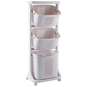 Kệ Đựng Đa Năng 3 Tầng Có Thể Dùng Đựng Quần Áo Dơ, Đồ Giặt, Tháo Rời Dễ Dàng, Giúp Sắp Xếp Nhà Cửa Gọn Gàng, Ngăn Nắp - Có Bánh Xe Di Chuyển Tiện Lợi