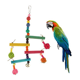 Wooden Ladder with Multi Color Beads Balls for Bird Parrot