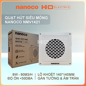 Quạt hút siêu mỏng Nanoco NMV1421 8W NMV1523 12W NMV2023 20W NMV2523 24W dùng được cho tường 10 và âm trần - hàng chính hãng