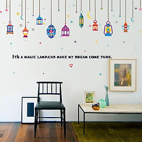 Decal dán tường Dây bóng đèn sắc màu Trang trí quán đẹp