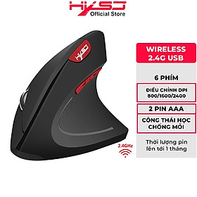 Chuột không dây kiểu đứng HXSJ T24 wireless USB 2.4GHz công thái học chống mỏi tay chuyên dùng cho pc laptop - Hàng Chính Hãng