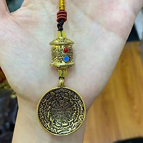 Mua DÂY TREO KINH LUÂN màu vàng CỬU CUNG BÁT QUÁI KHẮC CHỮ OM TÂY TẠNG: PHÒNG CHỐNG THÁI TUẾ - TAM TAI - THỊ PHI