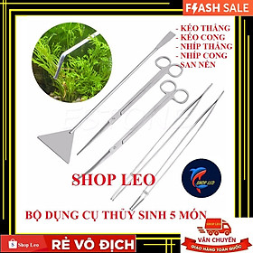 Bộ dụng cụ thủy sinh 5 món cao cấp - Bộ chăm sóc cây thủy sinh inox 304 - cắt tỉa cây- set bể cá