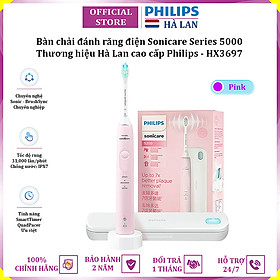 Bàn chải đánh răng điện thương hiệu Hà Lan cao cấp Philips Sonicare Series 5200 HX3697 - Hàng nhập khẩu (Bảo Hành 24 Tháng)