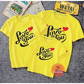 Áo gia đình LOVE YOU - THUN COTTON - màu vàng GD291VD