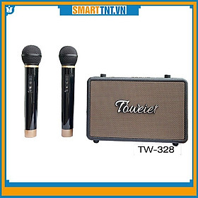 Loa xách tay bluetooth Toweier TW-328 kèm 2 micro không dây hát karaoke mới