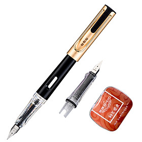 Hero (HERO) 368 Mermaid Black EF+F Double-tip Thin Thick Film Urban Fashion Office Student Word Pen Pen (Gift 10 Ink Bags) Gold Gift Box Set