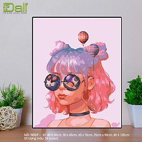 Mua Tranh treo tường tự tô màu số hóa DALI Tranh Cô gái tóc hồng N069
