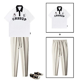 Bộ Quần Áo Nam Áo Polo In Chữ CRHSUP Quần Baggy Ống Đứng Thời Trang Zenkonu TOP NAM 227 + QUAN NAM 114