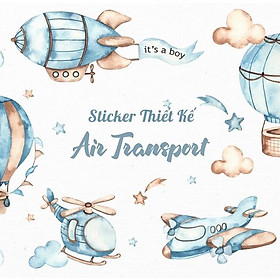 Sticker thiết kế - sticker sheet air transport - trang trí sổ tay, nhật kí bullet journal - uni036