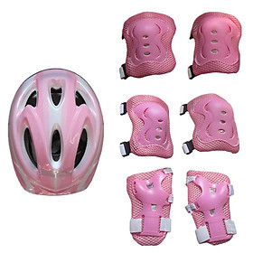 7pcs Kids Sports Protective Gear Set 58-62cm Helmet, Knee & Elbow Pads, Wrist Guards for Bicycle Cycling Roller Skating