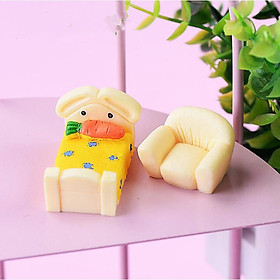 Mua KHO-HN * Mô hình giường nhỏ với ghế sofa dễ thương dùng trang trí phòng búp bê  tiểu cảnh  móc khóa  DIY
