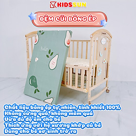 Hình ảnh Combo 3 Món Phụ Kiện Giường Cũi - Nôi Cũi Cho Bé - Đệm Bông Ép  + Quây 4 Tấm Xung Quanh + Ga Cotton Bọc Đệm - Nhiều Màu Sắc - Kích Thước