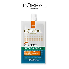 Kem chống nắng bảo vệ, kiềm dầu và thoáng mịn L'Oreal Paris UV Perfect SPF50+ PA++++ dạng gói nắp vặn 7ml