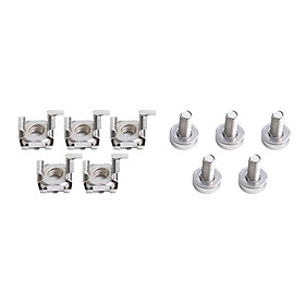 5 Pack Lot - M6*20 Rack Mount Cage Nuts & Screws w/ Washers - Square Clips