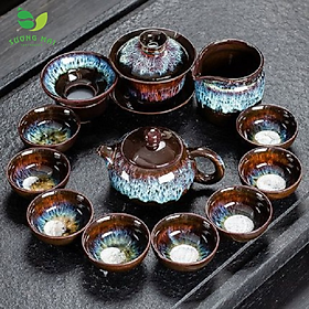 Mua Bộ ấm chén pha trà men hỏa biến 12 món