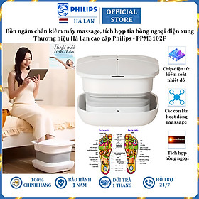 Bồn ngâm chân kiêm máy massage tích hợp tia hồng ngoại thương hiệu cao cấp Philips PPM3102F - Hàng Chính Hãng