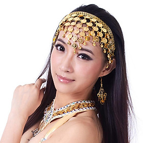 Belly Dance Headband Headpiece Hairpin Coins Jewelry Hair Accessory Gold