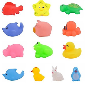 Đồ Chơi Nhà Tắm 13 Sinh Vật Biển Có Còi Kêu Chíp Chíp, Thú Thả Chậu Tắm Cho Bé