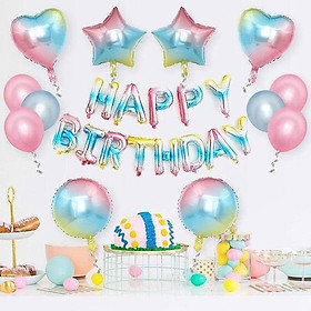 Bộ bóng trang trí sinh nhật màu cầu vồng set combo rainbow balloon upkp24