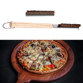 Portable Pizza Stone Cleaning Brush BBQ Baking Tool Cleaning Tools Long Handle with Scraper Pizza Brush, for Restaurant Home BBQ Cafe