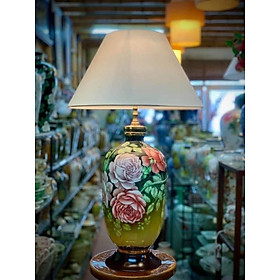 Mua Đèn ngủ decor gốm sứ Bát Tràng cao cấp vẽ tay hoạ tiết 3D cao 64cm