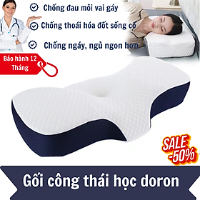 Mua Gối công thái học Doron - Chống đau mỏi vai gáy  ngủ ngáy  dễ vào giấc - Thiết kế riêng cho nằm ngửa và nằm nghiêng