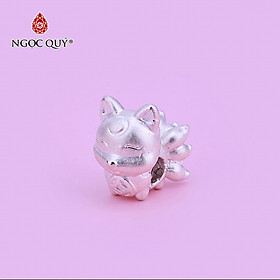 Charm bạc hồ ly 9 đuôi xỏ ngang - Ngọc Quý Gemstones