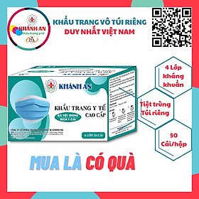 50 Khẩu trang y tế kháng khuẩn Khánh An 4 lớp tiệt trùng vô bịch từng cái riêng