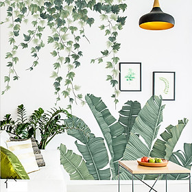 Decal trang trí chất liệu PVC loại 1 dày dặn, sắc nét, trang trí phòng khách, quán cafe-lá cây rủ-LV23